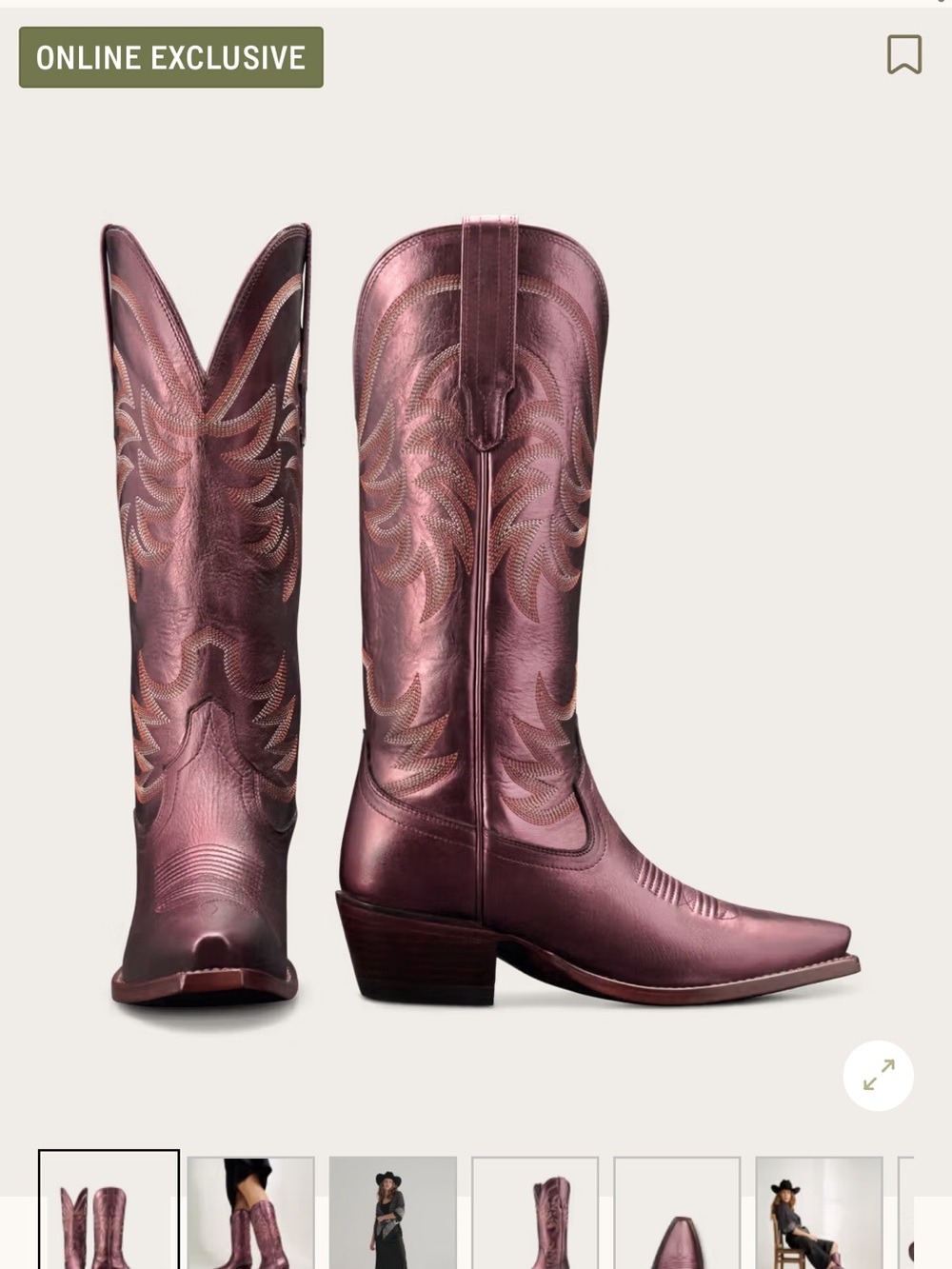 “”ISO””Tecovas Metallic Berry Boots